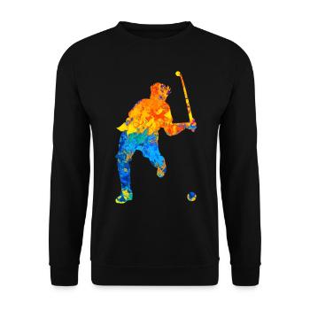 Feldhockey Hockey Hockeyspieler Geschenk - Unisex Pullover - Schwarz - Vorne - Alina (178cm) & Michal (187cm)
