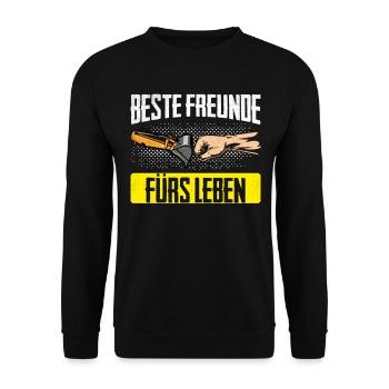 Beste Freunde Baggerfahrer Baggern Bagger Geschenk - Unisex Pullover - Schwarz - Vorne - Alina (178cm) & Michal (187cm)