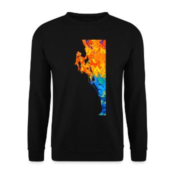 Klettern Bouldern Boulder Kletter Kletterer - Unisex Pullover - Schwarz - Vorne - Alina (178cm) & Michal (187cm)