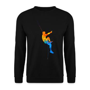 Bouldern Boulder Klettern Kletterer Kletterwand - Unisex Pullover - Schwarz - Vorne - Alina (178cm) & Michal (187cm)