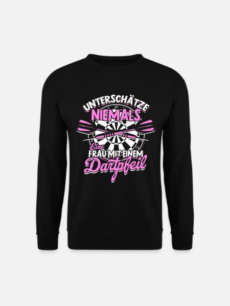 Frau Mit Dartpfeil Darts Dart Dartspieler Geschenk - Unisex Pullover - Schwarz
