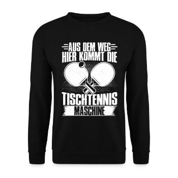 Tischtennis Maschine Tischtennisspieler Geschenk - Unisex Pullover - Schwarz - Vorne - Alina (178cm) & Michal (187cm)