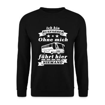 Lustiger Busfahrer Bus Busfahrerin Spruch - Unisex Pullover - Schwarz - Vorne - Alina (178cm) & Michal (187cm)