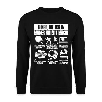 Hobby Tischtennis Geschenk Tischtennisspieler - Unisex Pullover - Schwarz - Vorne - Alina (178cm) & Michal (187cm)
