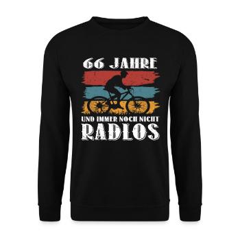 66 Jahre Fahrrad Bike 66 Geburtstag Mountainbike - Unisex Pullover - Schwarz - Vorne - Alina (178cm) & Michal (187cm)