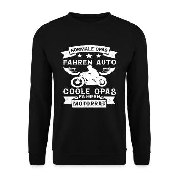 Lustiger Opa Motorrad Motorräder Biker Spruch - Unisex Pullover - Schwarz - Vorne - Alina (178cm) & Michal (187cm)