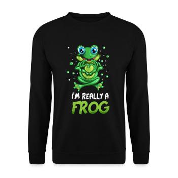 Frog I'm really a Frog Toads Heart Frog Breeding - Unisex Sweatshirt - black - Front - Alina (178cm) & Michal (187cm)