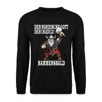 Wikinger Nordische Gott der Ungeduld Hammersbald - Unisex Pullover - Schwarz - Vorne - Alina (178cm) & Michal (187cm)