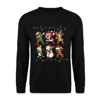Dabbing Weihnachtsmann Schneemann Weihnachten - Unisex Pullover - Schwarz - Vorne - Alina (178cm) & Michal (187cm)