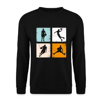 Vintage basketball motif for basketball players - Unisex Sweatshirt - black - Front - Alina (178cm) & Michal (187cm)