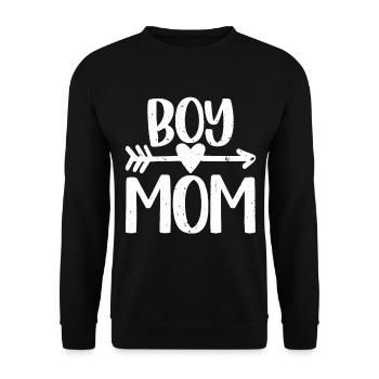 Junge Mama Liebe Mama Herz Vintage Distressed - Unisex Pullover - Schwarz - Vorne - Alina (178cm) & Michal (187cm)