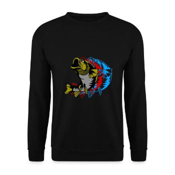 Pike-perch fish Predatory fish Anglers Nature - Unisex Sweatshirt - black - Front - Alina (178cm) & Michal (187cm)