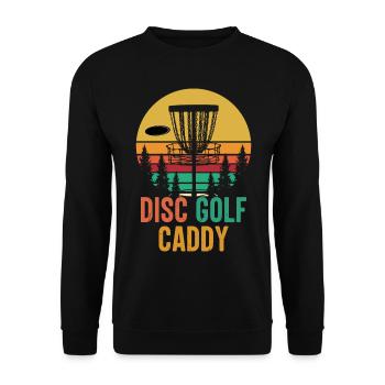 Disc Golf Caddy Golf Liebhaber Golfer Retro Vintage - Unisex Pullover - Schwarz - Vorne - Alina (178cm) & Michal (187cm)