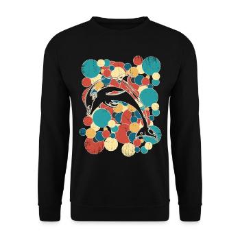 Dolphin Dolphins Marine Mammals - Unisex Sweatshirt - black - Front - Alina (178cm) & Michal (187cm)