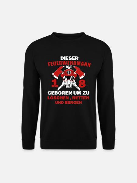Feuerwehrmann Feuerwehr 18 Geburtstag 18 Jahre - Unisex Pullover - Schwarz