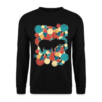 Nilpferd Flußpferd - Unisex Pullover - Schwarz - Vorne - Alina (178cm) & Michal (187cm)
