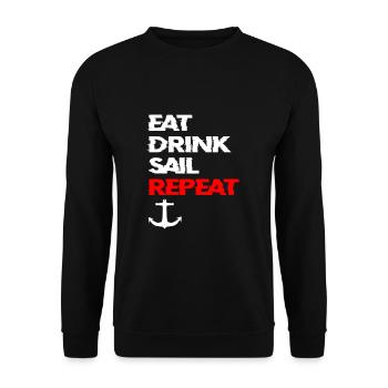 Sail, eat sleep - Sailing slogan sailboat sailing - Unisex Sweatshirt - black - Front - Alina (178cm) & Michal (187cm)