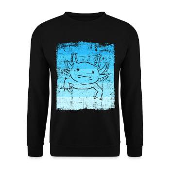 Axolotl Liebhaber Amphibien - Unisex Pullover - Schwarz - Vorne - Alina (178cm) & Michal (187cm)