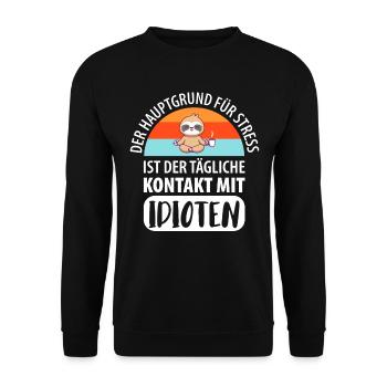 Gestresste Idioten Faultier - Unisex Pullover - Schwarz - Vorne - Alina (178cm) & Michal (187cm)