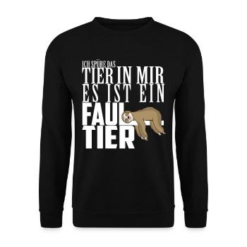 Ich spüre das Tier in mir Es ist ein Faultier Faul - Unisex Pullover - Schwarz - Vorne - Alina (178cm) & Michal (187cm)