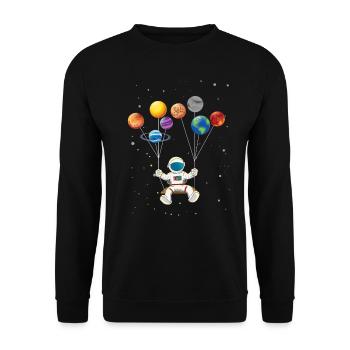 Galaxie Astronauten Erde Plantenschaukel Weltraum - Unisex Pullover - Schwarz - Vorne - Alina (178cm) & Michal (187cm)