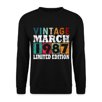1987 Naissance en mars - Sweat-shirt Unisexe - noir - Devant - Alina (178cm) & Michal (187cm)