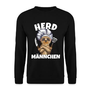 Erdmännchen Herd Männchen Küchenoutfit Kochmotiv - Unisex Pullover - Schwarz - Vorne - Alina (178cm) & Michal (187cm)