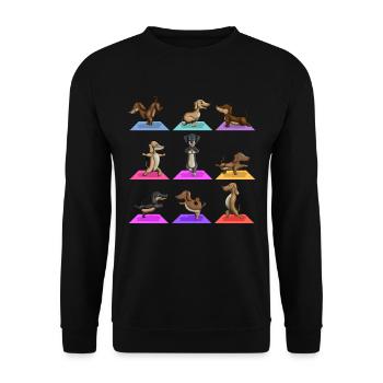 Yoga Dog Dachshund Meditating Pets - Unisex Sweatshirt - black - Front - Alina (178cm) & Michal (187cm)