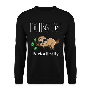 Faultier Spruch ich schlummere gern aus Elementen - Unisex Pullover - Schwarz - Vorne - Alina (178cm) & Michal (187cm)