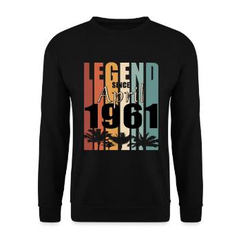 Legende geboren 1961 April Jahrgang - Unisex Pullover - Schwarz - Vorne - Alina (178cm) & Michal (187cm)