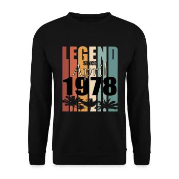 Legende geboren 1978 April Jahrgang - Unisex Pullover - Schwarz - Vorne - Alina (178cm) & Michal (187cm)