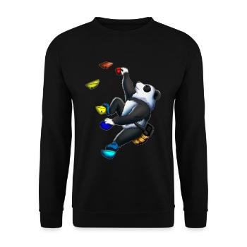 Süßer Panda Bär Klettern Klettersport Wandklettern - Unisex Pullover - Schwarz - Vorne - Alina (178cm) & Michal (187cm)