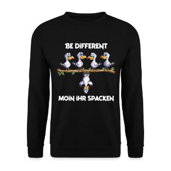 Mouettes Mouettes Seagulls Saying Moin ihr Spacken Allemagne du Nord - Sweat-shirt Unisexe - noir - Devant - Alina (178cm) & Michal (187cm)