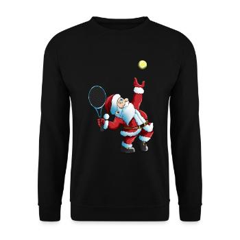 Santa Claus Tennis Game Tennis Racket Xmas - Unisex Sweatshirt - black - Front - Alina (178cm) & Michal (187cm)
