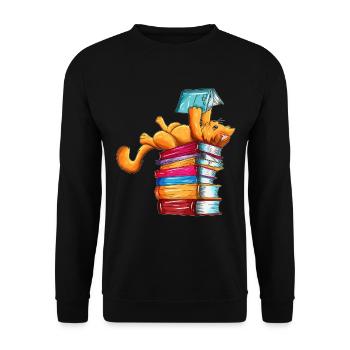 Cats Books Newspaper Reader Reader Outfit - Unisex Sweatshirt - black - Front - Alina (178cm) & Michal (187cm)