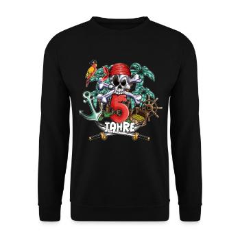 Piraten Kinderkostüm spielen zum 5. Geburtstag - Unisex Pullover - Schwarz - Vorne - Alina (178cm) & Michal (187cm)