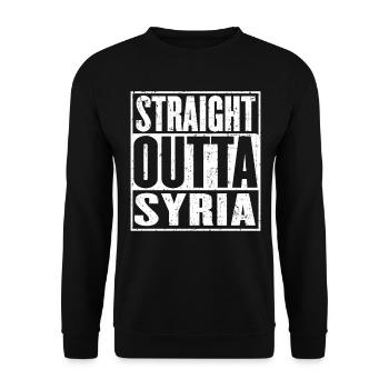 Straight Outta Syria Vintage - Unisex Sweatshirt - black - Front - Alina (178cm) & Michal (187cm)