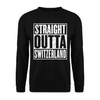 Straight Outta Schweiz Vintage - Unisex Pullover - Schwarz - Vorne - Alina (178cm) & Michal (187cm)