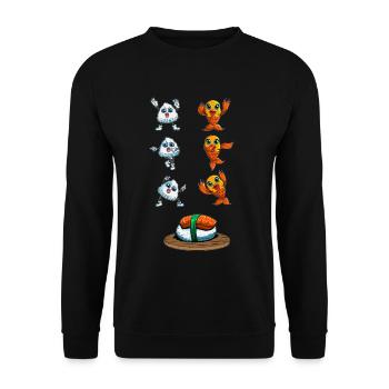 Aisa Kawaii Sushi Fusion Fish and Rice Japan - Unisex Sweatshirt - black - Front - Alina (178cm) & Michal (187cm)
