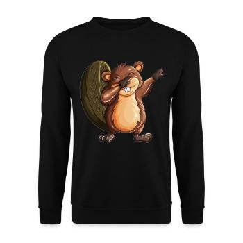 Biber Tanz Tänzer Biber macht Dabbing Kostüm - Unisex Pullover - Schwarz - Vorne - Alina (178cm) & Michal (187cm)