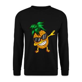 Ananas Dabbing Urlaub Hawaiian Tanzen Kinderoutfit - Unisex Pullover - Schwarz - Vorne - Alina (178cm) & Michal (187cm)