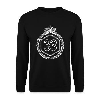 33. Geburtstag Zahl Motive Jahre 33 - Unisex Pullover - Schwarz - Vorne - Alina (178cm) & Michal (187cm)