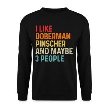 J’aime Doberman Pinscher et peut-être 3 personnes chien - Sweat-shirt Unisexe - noir - Devant - Alina (178cm) & Michal (187cm)