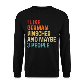 Ich mag deutschen Pinscher und vielleicht 3 Personen Hund - Unisex Pullover - Schwarz - Vorne - Alina (178cm) & Michal (187cm)