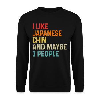 Ich mag japanisches Kinn und vielleicht 3 Personen Hundeliebhaber - Unisex Pullover - Schwarz - Vorne - Alina (178cm) & Michal (187cm)