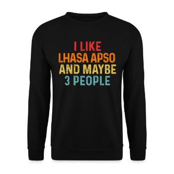 Ich mag Lhasa Apso und vielleicht 3 Personen Hundeliebhaber - Unisex Pullover - Schwarz - Vorne - Alina (178cm) & Michal (187cm)
