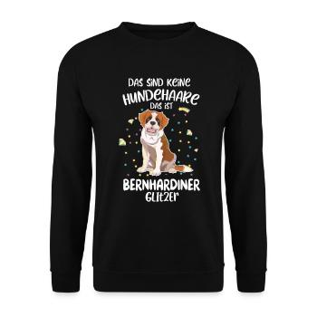 Keine Hundehaare das ist Bernhardiner Glitzer Hund - Unisex Pullover - Schwarz - Vorne - Alina (178cm) & Michal (187cm)