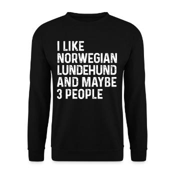 Ich mag norwegischen Lundehund und vielleicht 3 Personen Hund - Unisex Pullover - Schwarz - Vorne - Alina (178cm) & Michal (187cm)