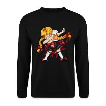 Trachten Girl en tenue bavaroise traditionnelle Dirndl - Sweat-shirt Unisexe - noir - Devant - Alina (178cm) & Michal (187cm)
