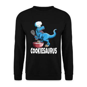 T Rex Cookiesaurus jeu de mots pour les fans de dos boulanger - Sweat-shirt Unisexe - noir - Devant - Alina (178cm) & Michal (187cm)